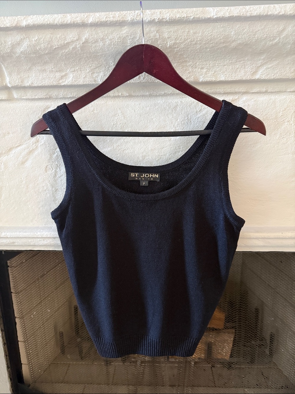 St. John Black Knit Tank Sweater - Sleeveless Scoop